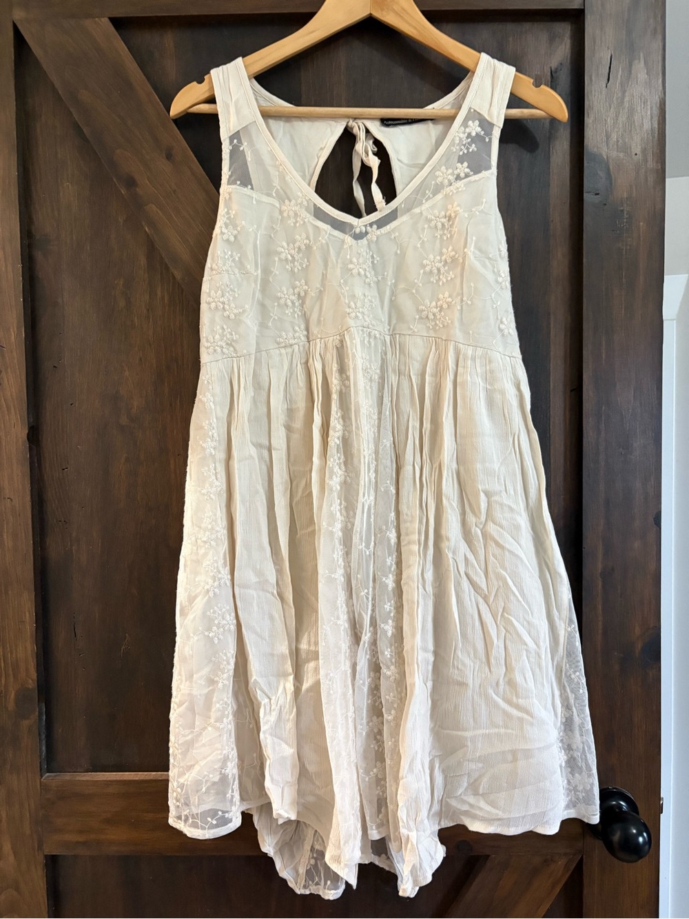 Abercrombie & Fitch Cream Embroidered Sleeveless Sundress